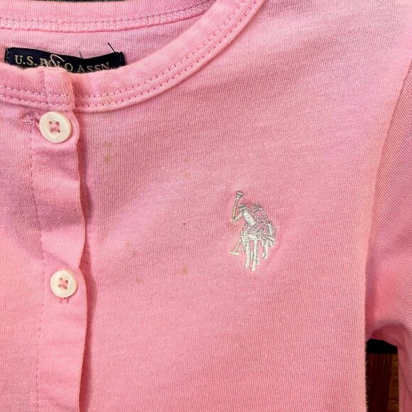 US Polo Assn Baby Toddler Pink Cardigan Size 2T Embroidered Pony Logo Cotton - Picture 3 of 5